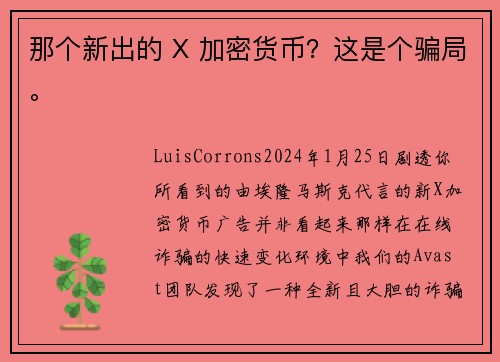 那个新出的 X 加密货币？这是个骗局。